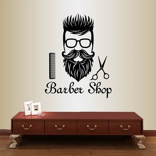 Vinyl Decal Barber Shop Man Hairdresser Hairstyle Haircut Beard Wall Sticker 163