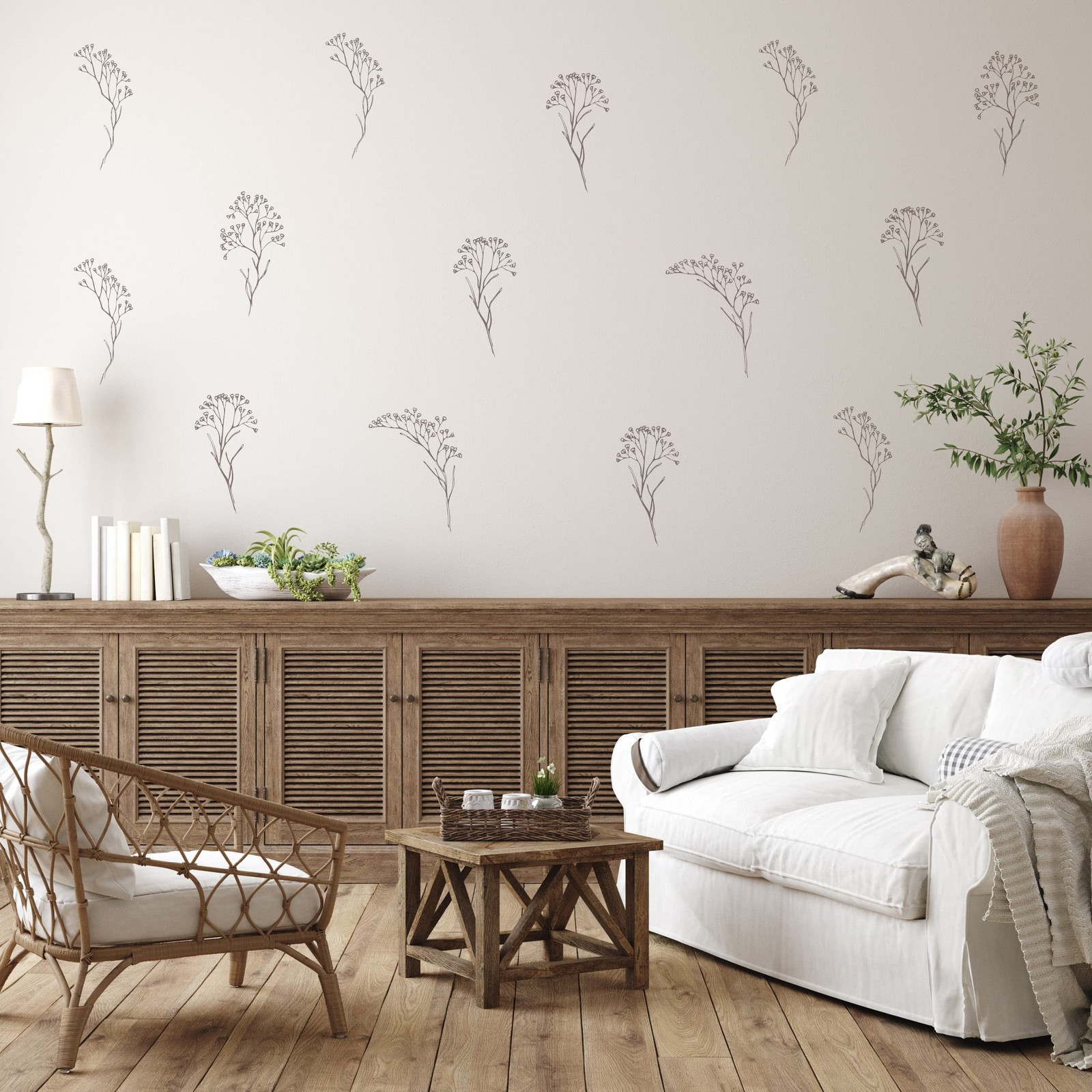 Floral Wall Decals – Set of 12 Large 10″ Brown Floral Vinyl Wall Stickers for…
