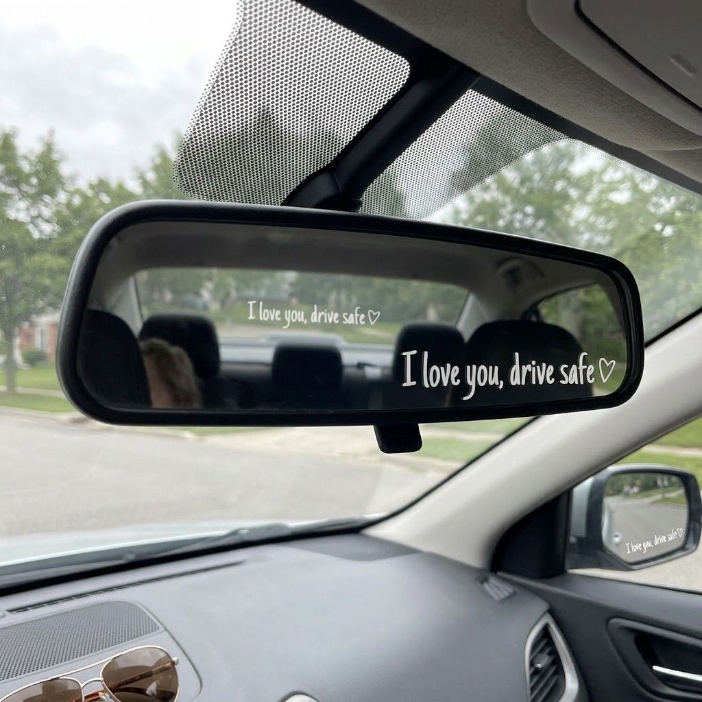 Car Window & Mirror Vinyl Decal Sticker – Drive Safe I Love You, 3 Per Set