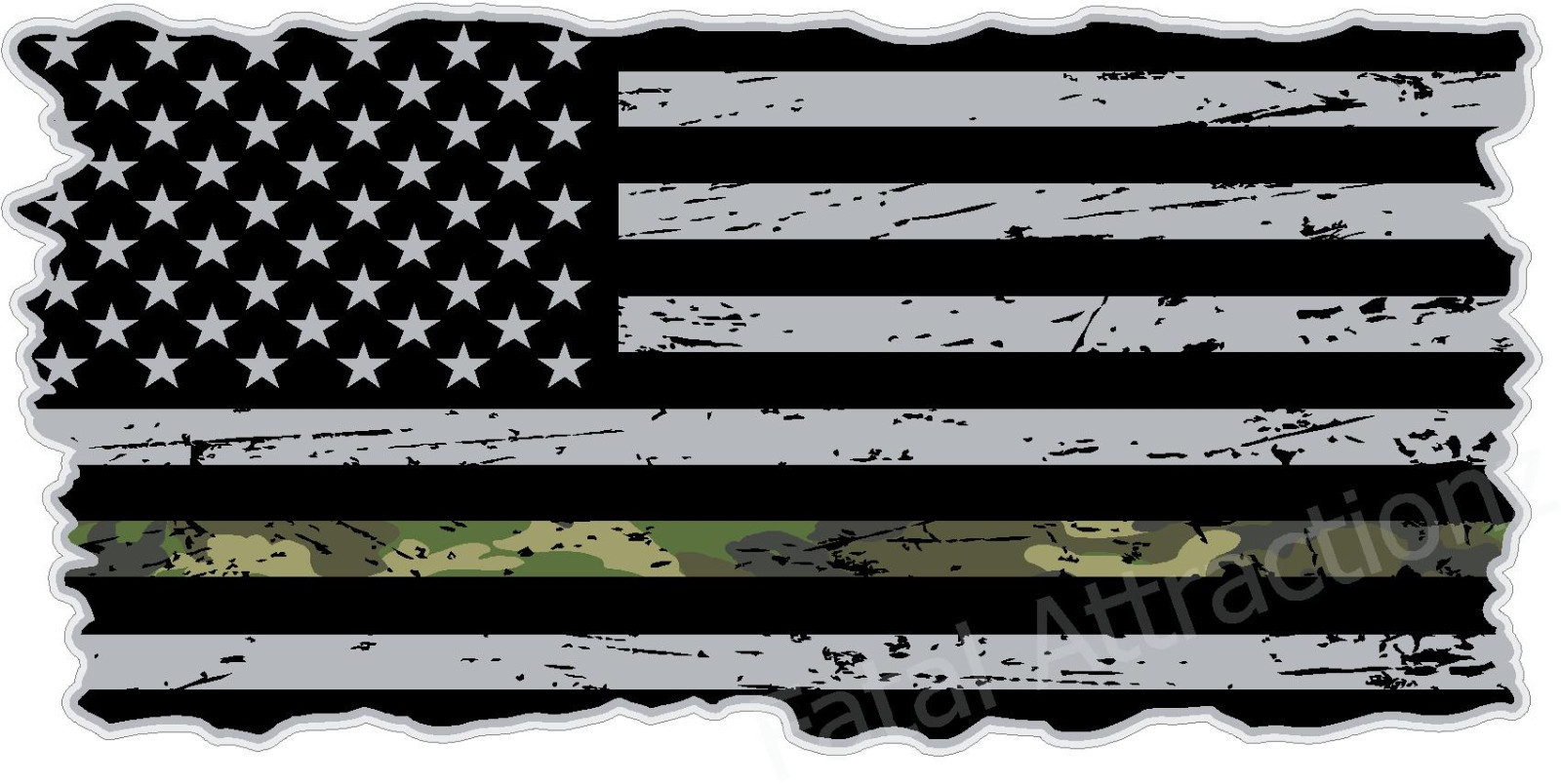 Distressed American Flag Thin Camo Line Vinyl Decal sticker army military