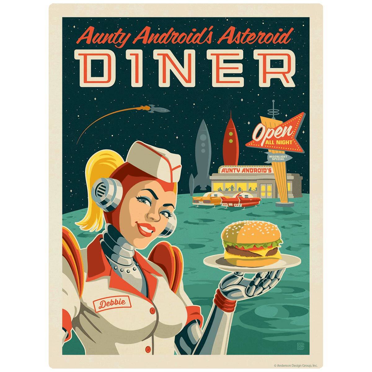 Asteroid Diner Space Travel Decal Peel and Stick Space Travel Graphic