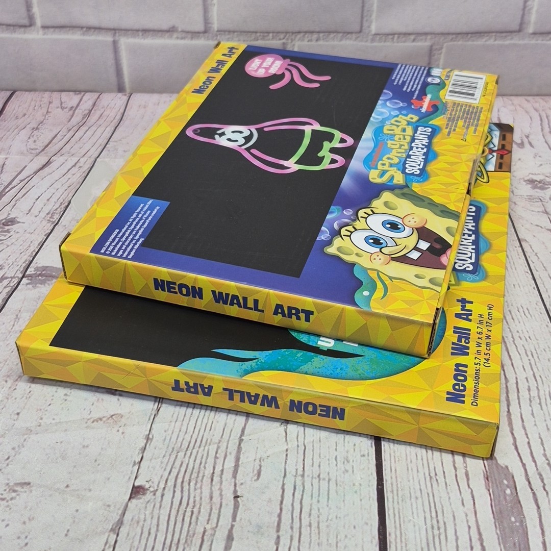 NIB SpongeBob SquarePants and Patrick Neon Wall Art Nickelodeon (Lot Of 2)