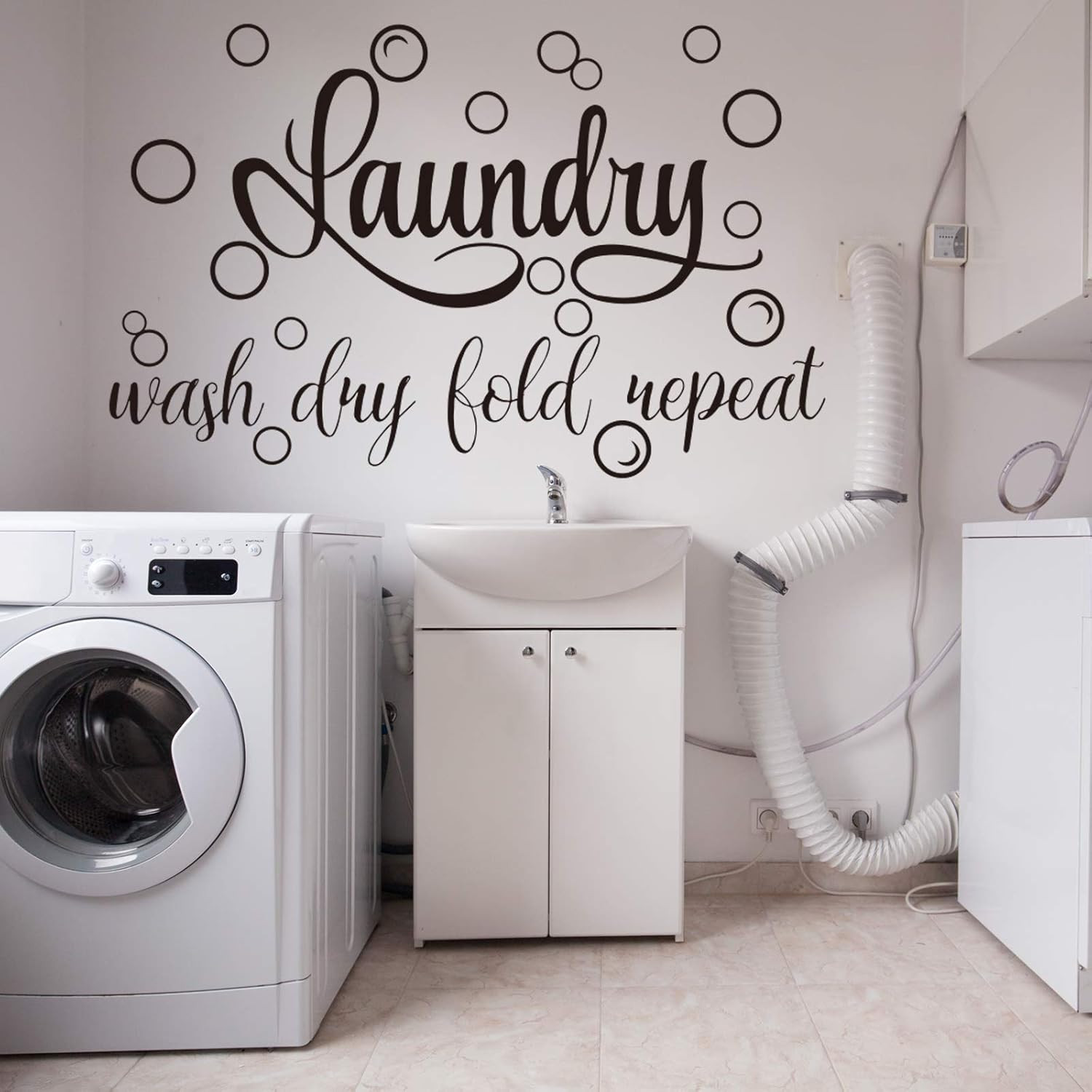 Zonon Laundry Room Decals Decor Stickers 19.7 x 30.7 Inch, Black
