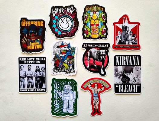 Alt 90s 00s Bands Vinyl Sticker Pack Set 12 (10) NoDoubt AIC Sublime Nirvana STP