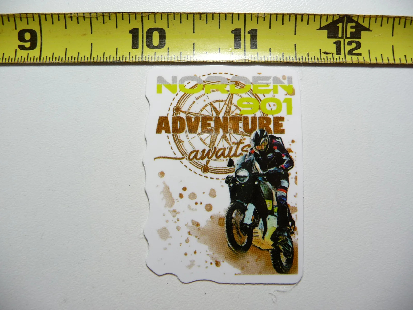 MOTORCYCLE BIKE SMALL STICKER DECAL ADVENTURE AWAITS FAN LOVE TEAM VET