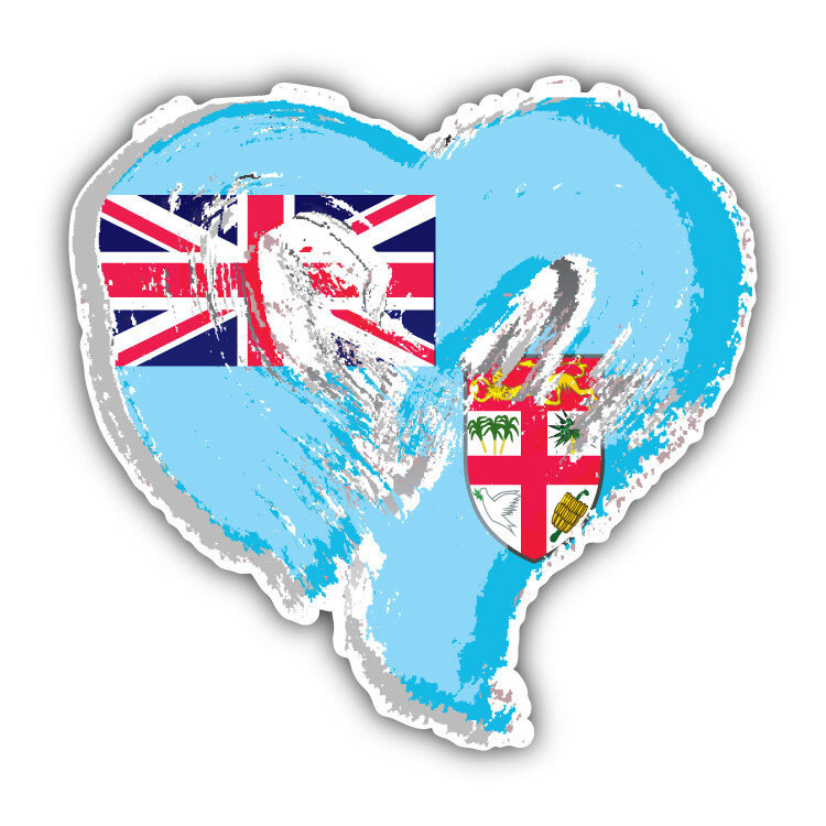 Fiji Grunge Heart Flag Car Bumper Sticker Decal – “SIZES”