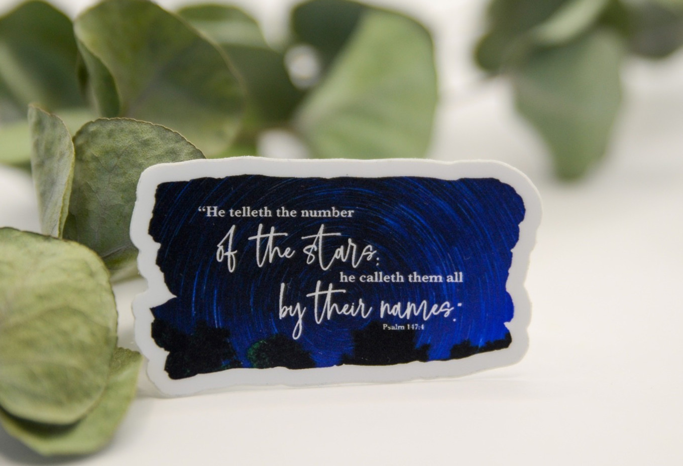 KJV Bible Verse 2.5″ Vinyl Waterproof Sticker! Psalm 147:4 *MADE IN USA*