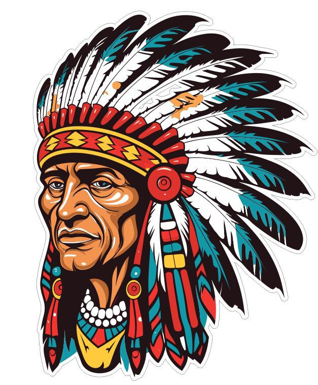 Native American Indian with headdress head dress Sticker Stickers Decal A1010