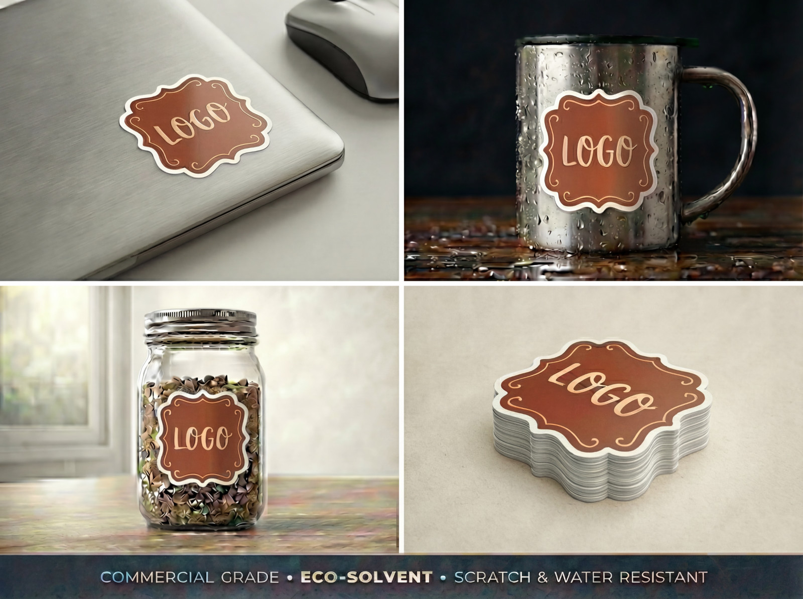 Custom Printed Full Color Logo Stickers Waterproof UV Resistant | Upload Artwork