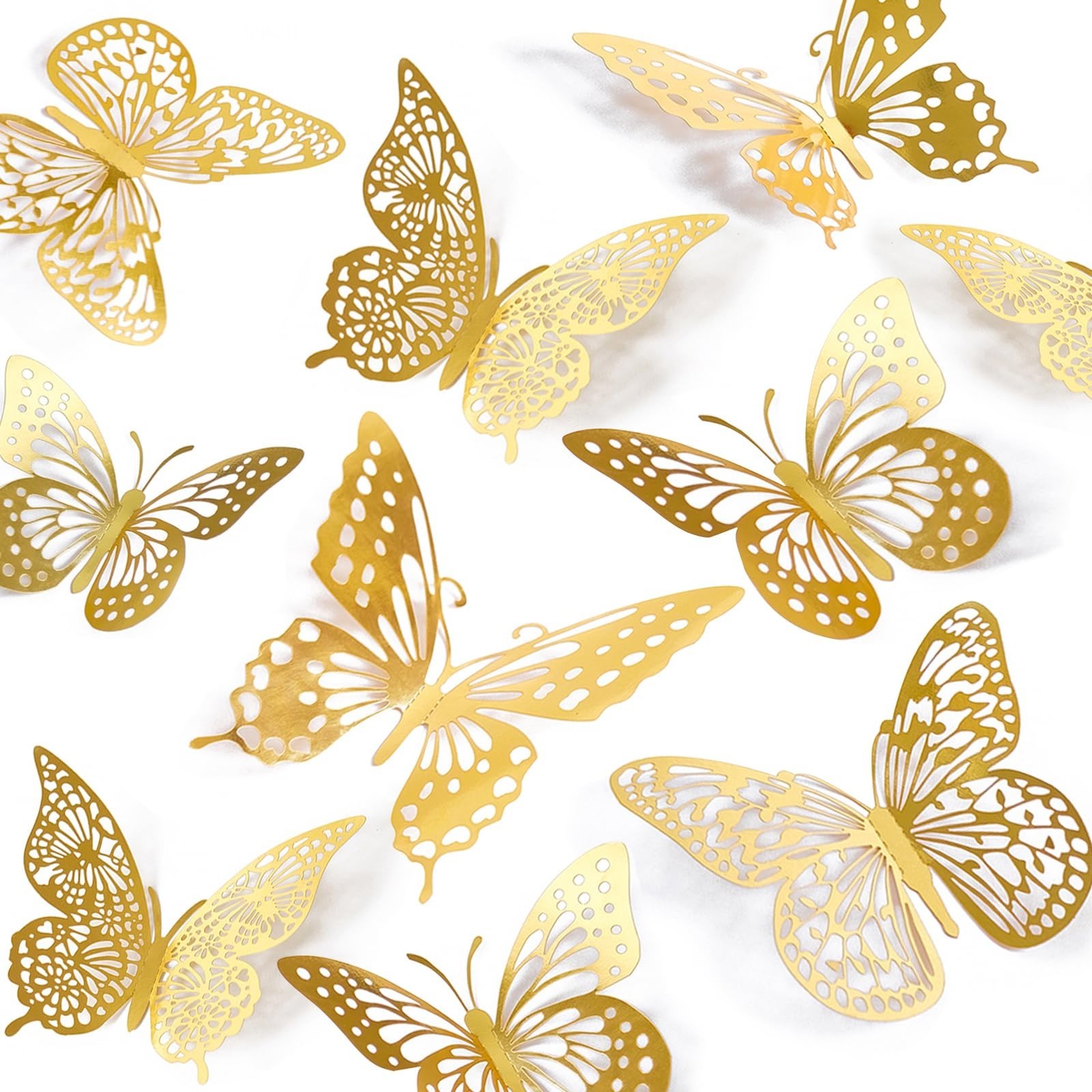 48 Pcs 3D Butterfly Wall Decor – Gold Decorations for Birthday & Party, Removabl