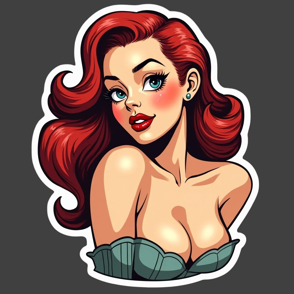 Pinup Sticker Vinyl Decal Redhead Vintage Glamour Girl Classic Style