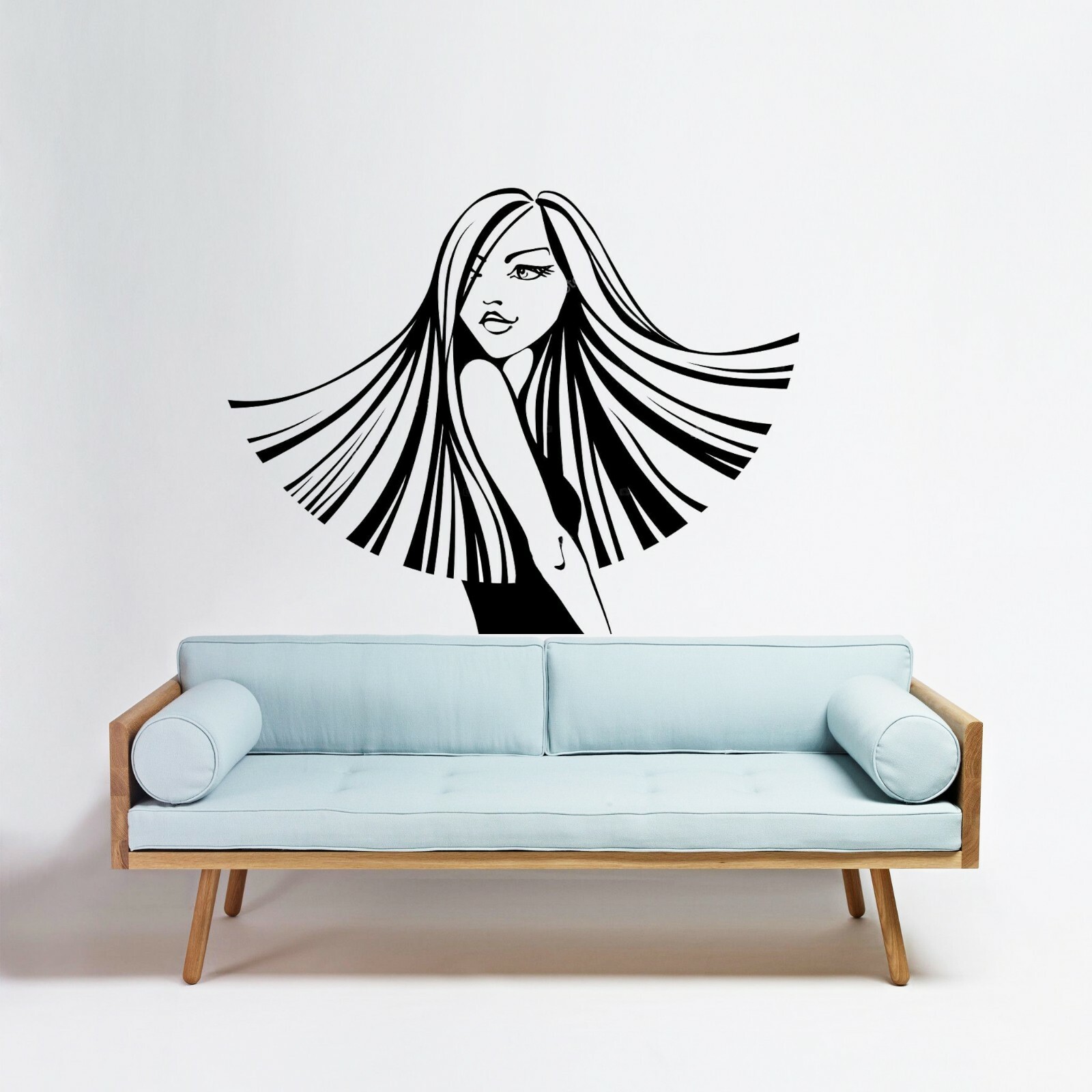 Beautiful Hair Wall Decal Spa Salon Décor Girl Removable Sticker Bedroom Décor
