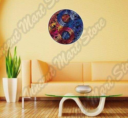 Yin Yang Symbol Abstract Ornament Colorful Wall Sticker Room Interior Decor 22″
