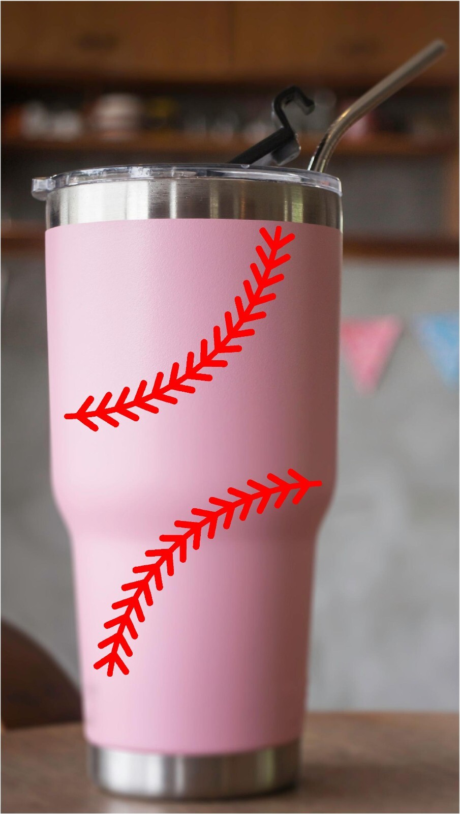 Baseball Stripes Decal Decorate anything with Smooth Surface 1.5″ x 5″ Set of 2