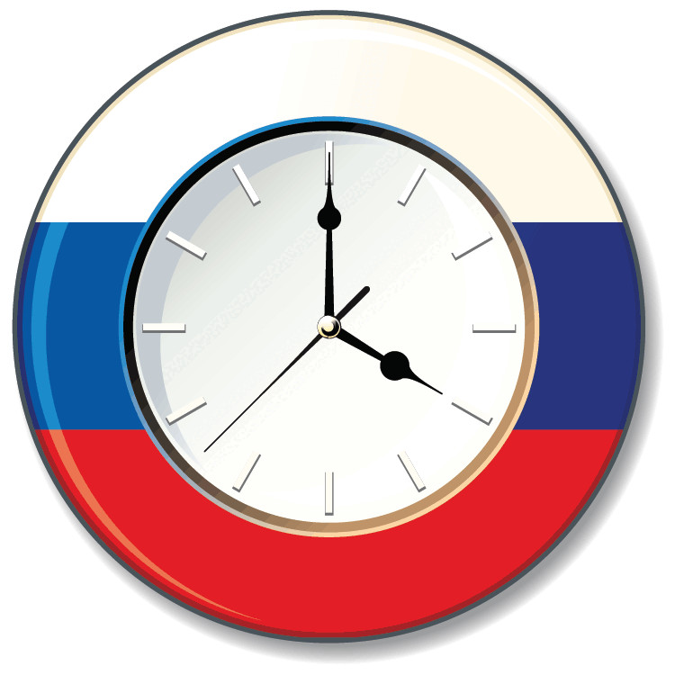 Russia Clock With National Flag Car Bumper Sticker Decal