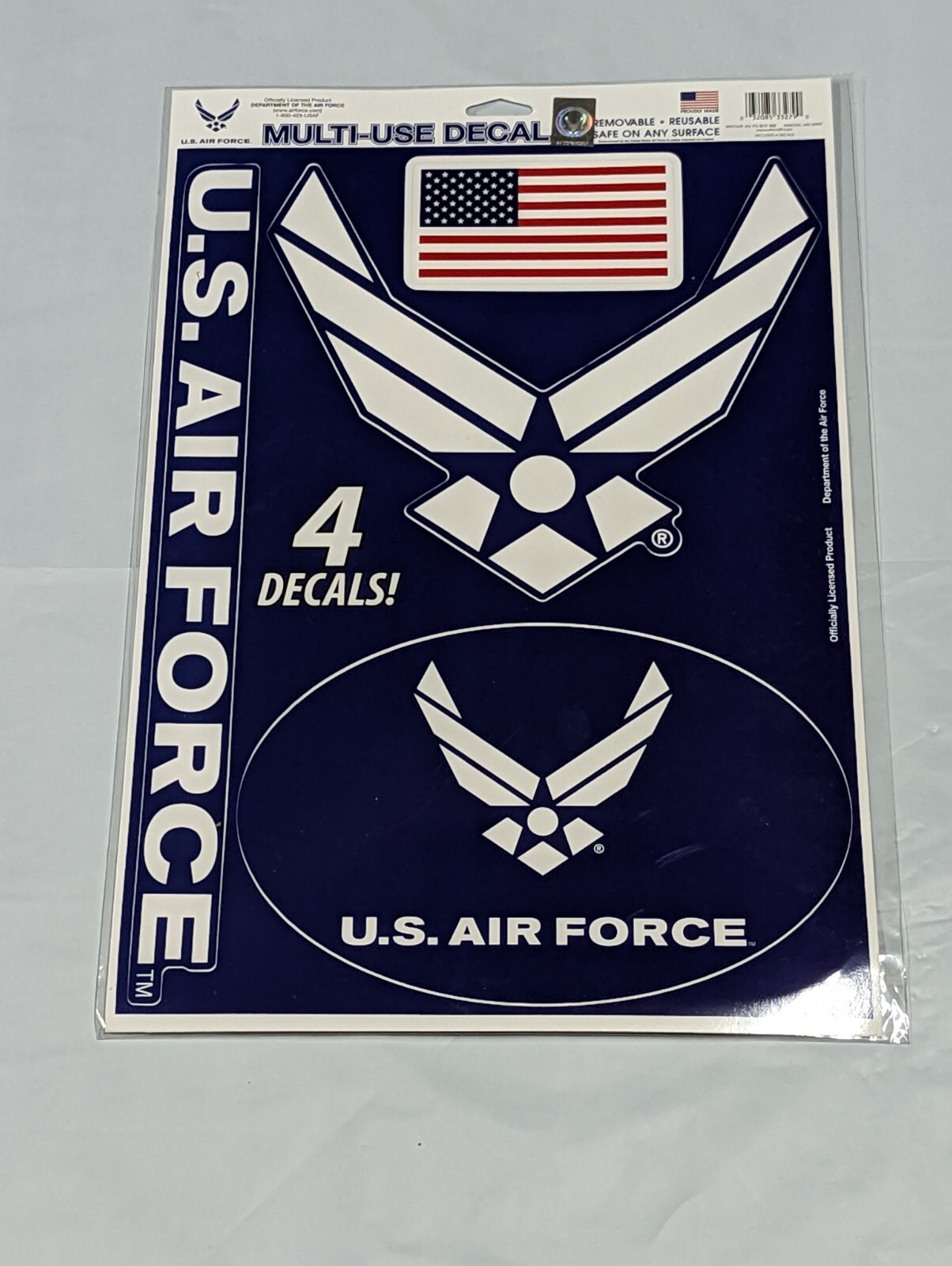 Air Force Multi Use Decals Stickers Clings US United States Military 11″ x 17″