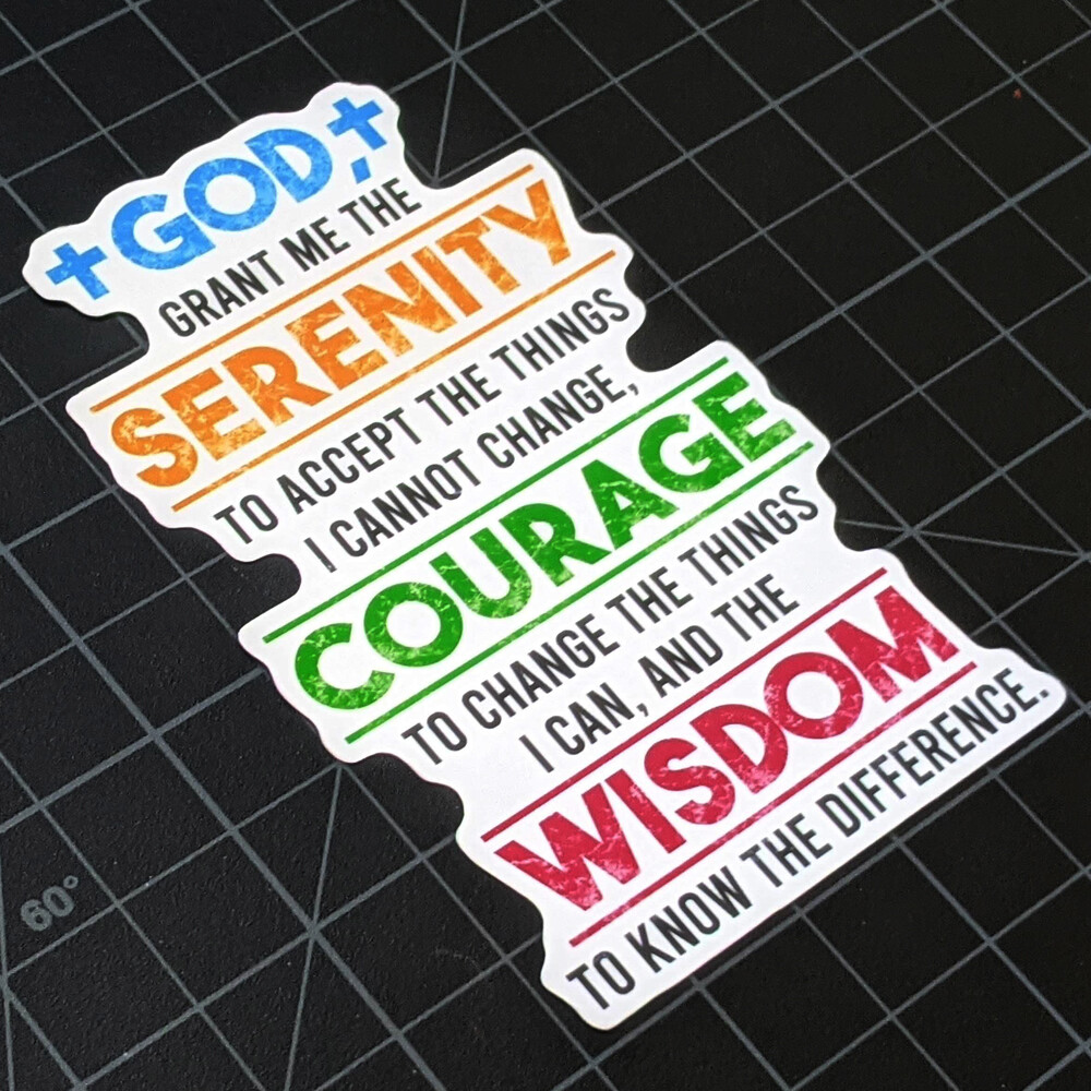 Serenity Prayer Courage Wisdom Inspirational Vinyl Decal Laptop Sticker 4 x 2.5″
