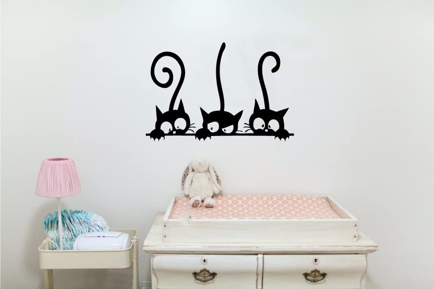 Wall PVC Wall Sticker Decal Quote Art Vinyl Cat Pattern 8”×12′ Black
