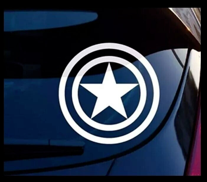 Captain America logo 5″ White Vinyl Decals Car Truck Windows laptop notebook