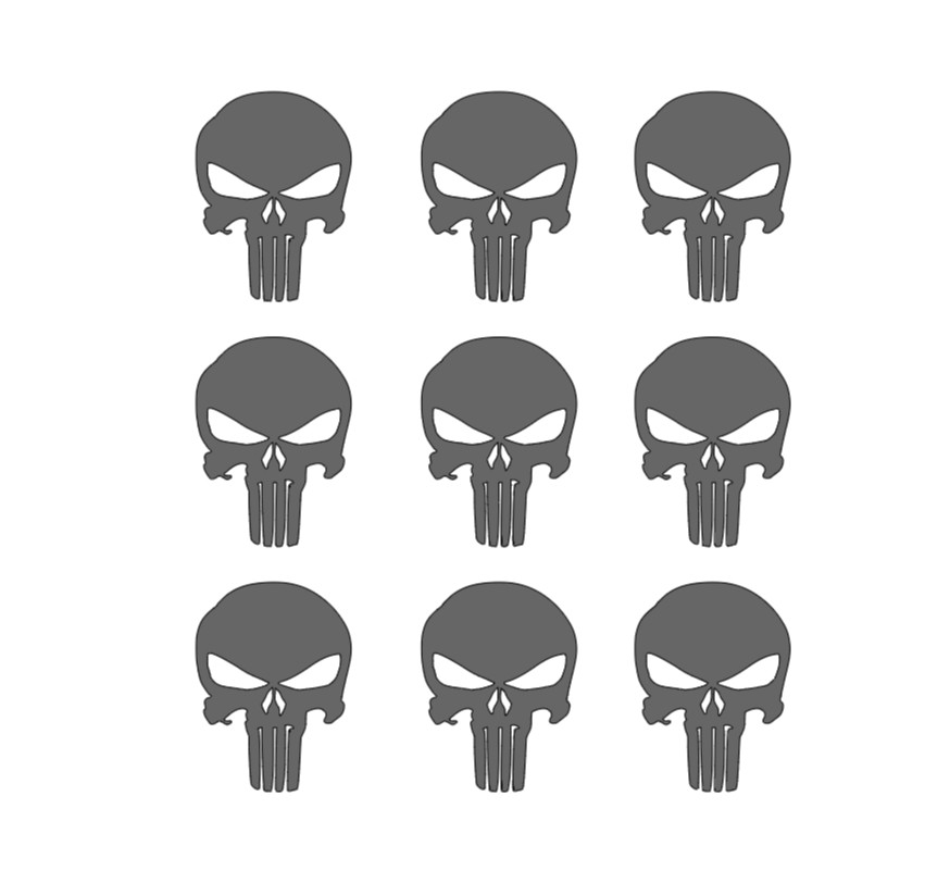 (9) The Punisher Skull Vinyl Decals Phone Helmet Gun Mag 1″ 2″ 3″ Stickers