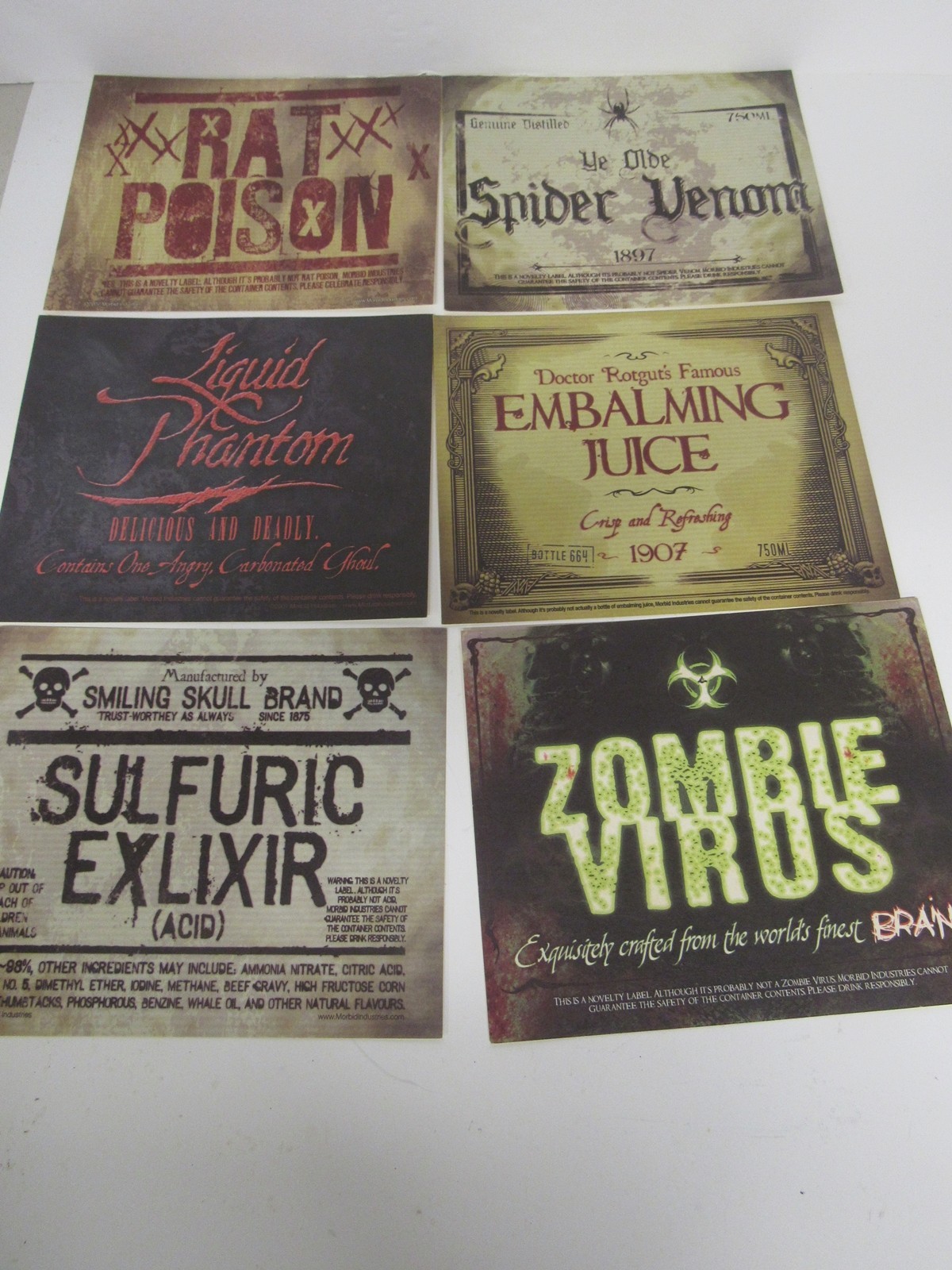 New Halloween Set Of 6 Different Labels For 2 Liter Soda Bottles Or Wine Bottles