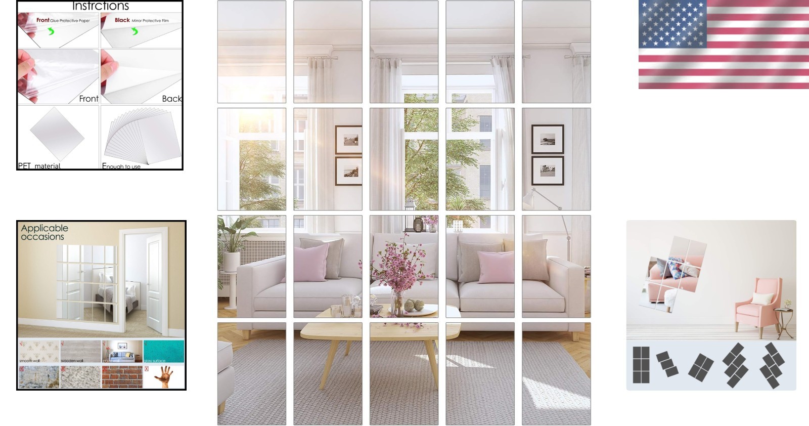 Versatile 20 Pcs 4”x 6” Frameless Stick-On Mirror Sheets for Home & Classroom
