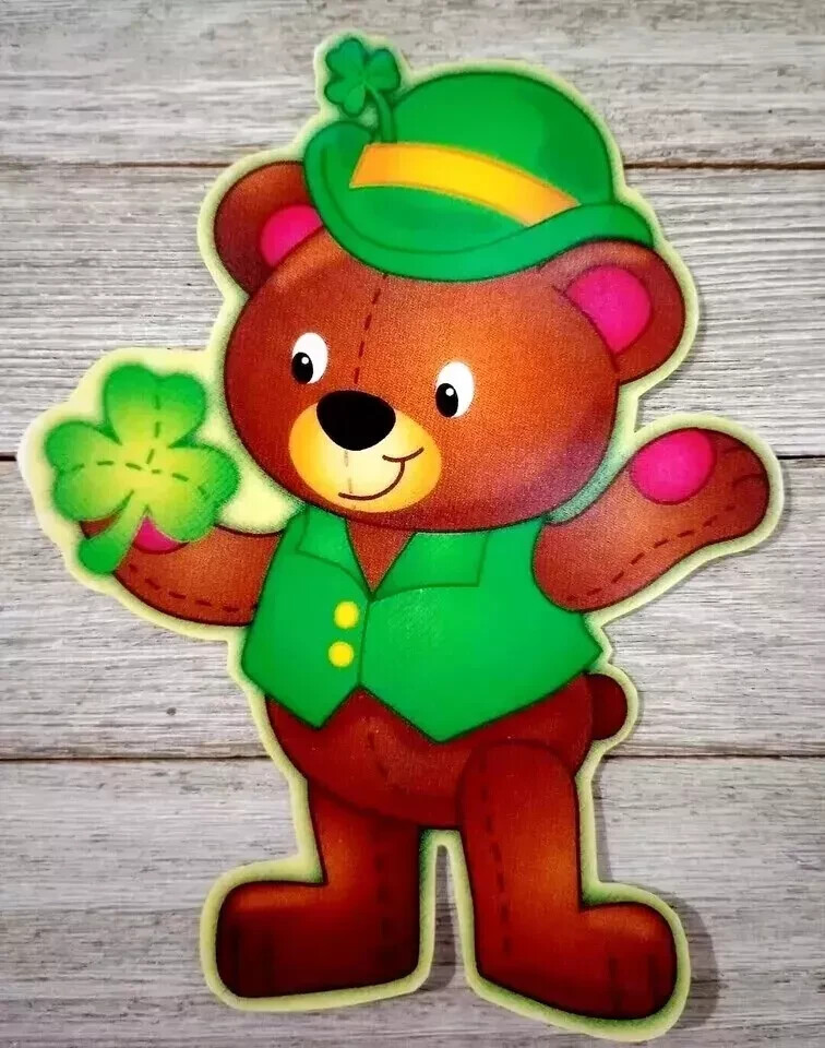bear leprechaun shamrock sticker wall safe st patricks 6 inch