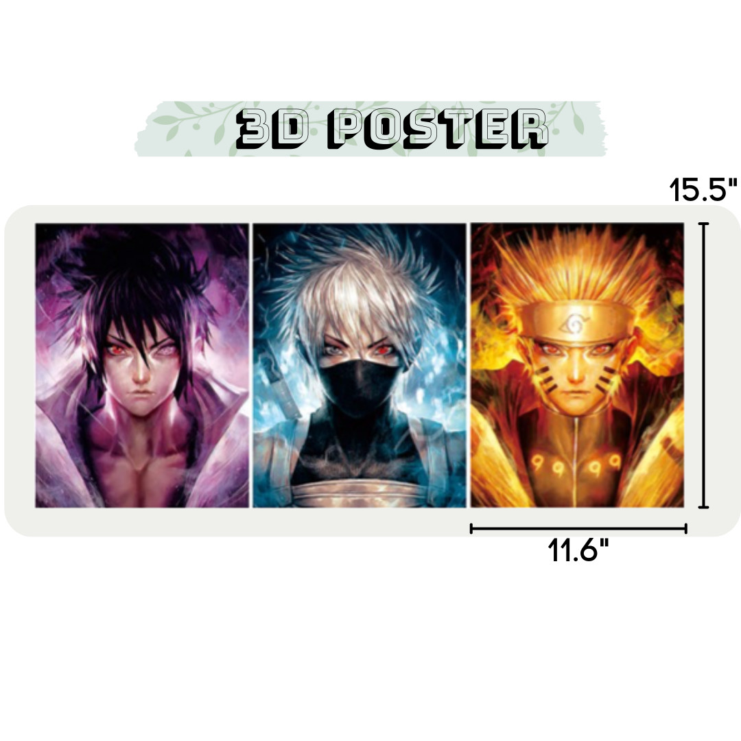 Naruto, Kakashi, Sasuke, Naruto Poster, 3D Poster, 3D Anime Picture