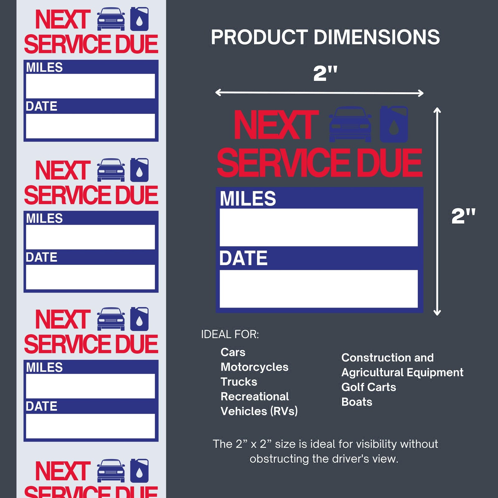 300 Pcs Oil Change Stickers – 2” x 2” Removable Vinyl Labels for Windshield, …