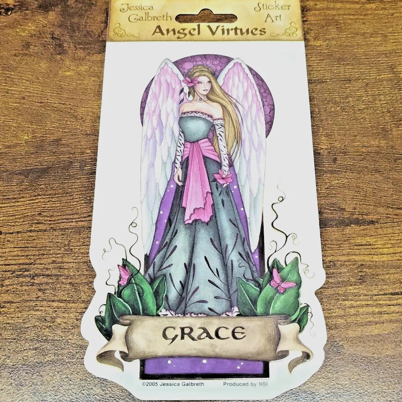 New Fairy Angel GRACE Sticker Car Window Decor, ©2005 J Galbreth Die Cut Decal