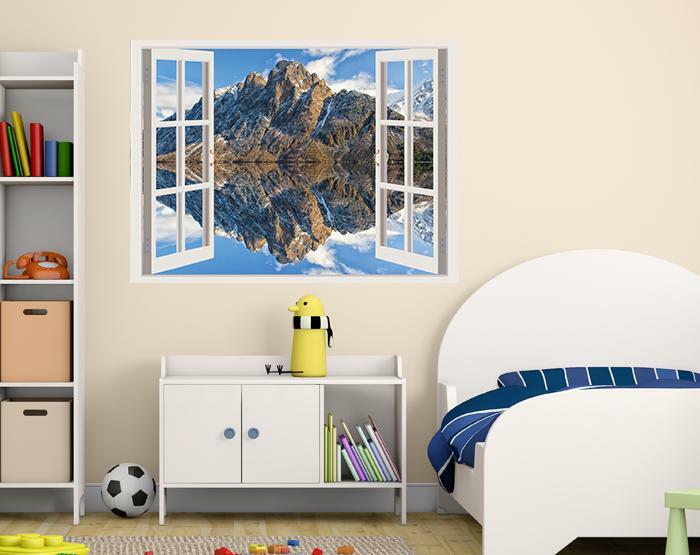 View mountain 3D Window Beach Sticker Vinyl Decal Decor Mural Removable