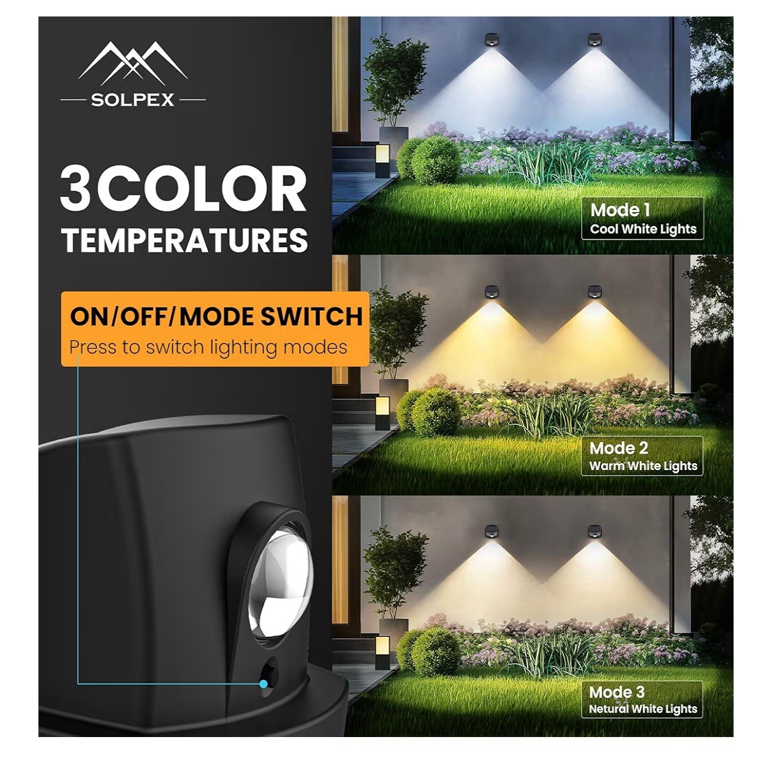 Solar Lights Outdoor Waterproof IP65, Solar Stair Lights Outdoor for Fence, Deck