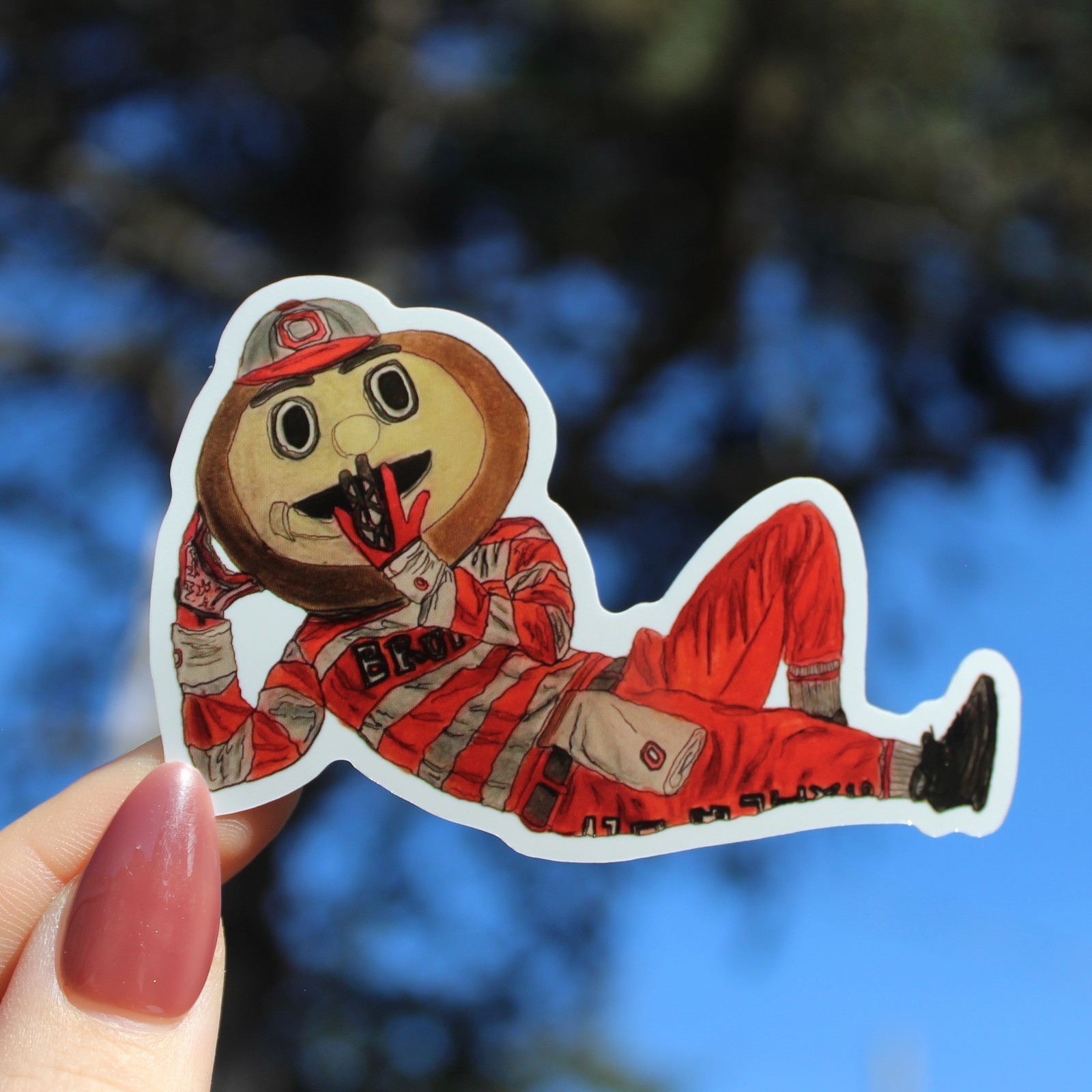 Hand Drawn Ohio State Brutus Buckeye Vinyl Sticker