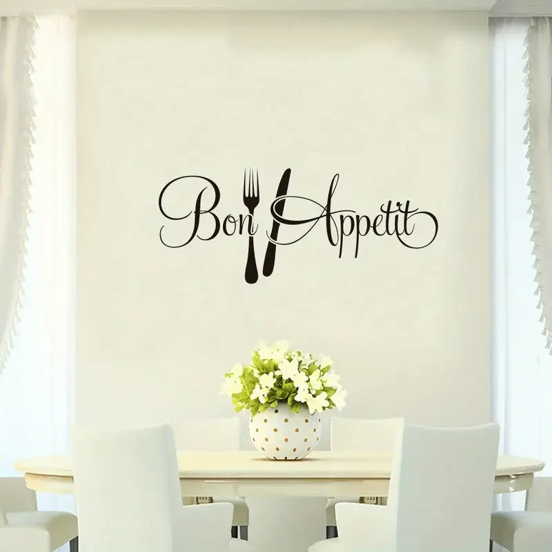 Wall Decal Modern Geometric Kitchen Decor Elegant Lettering No Residue Remova