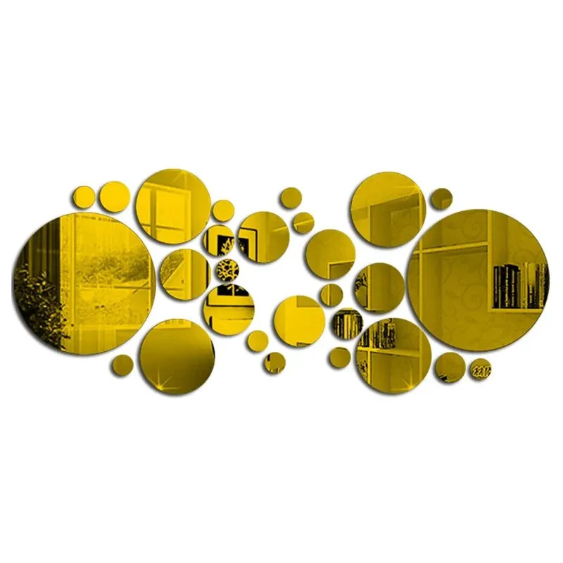 26 PCs 3D Acrylic Mirror Wall Sticker Round DIY Home Decor
