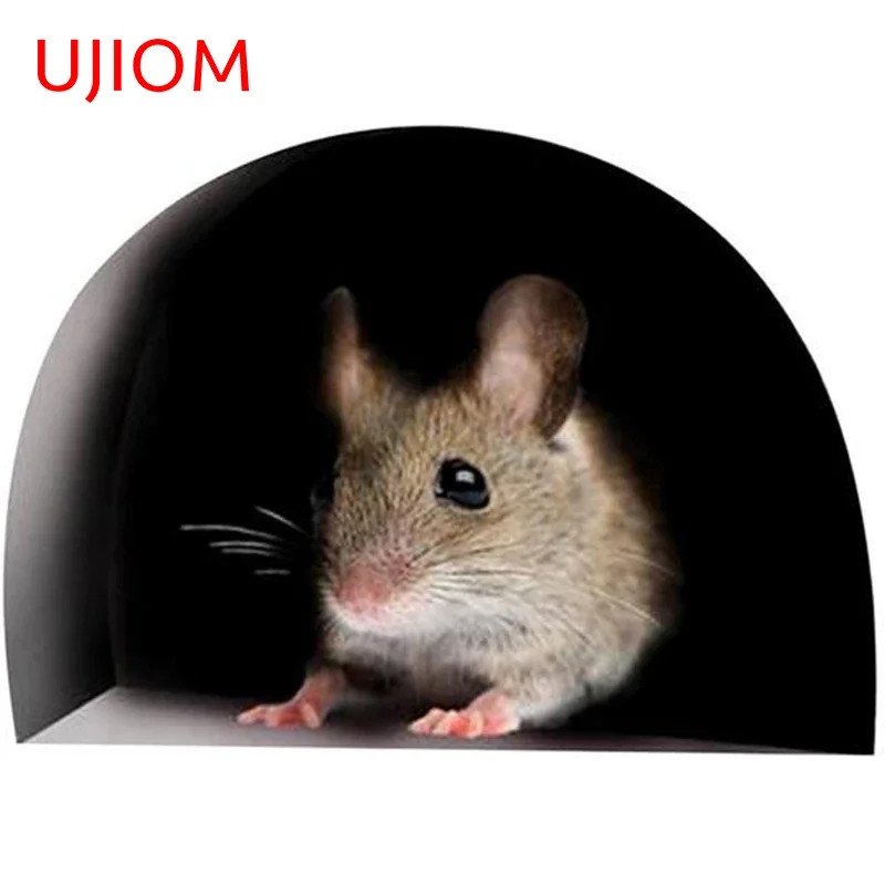 UJIOM Mouse Hole Wall Decor Living Room Vinyl Wallpaper Decals Moisture Proof