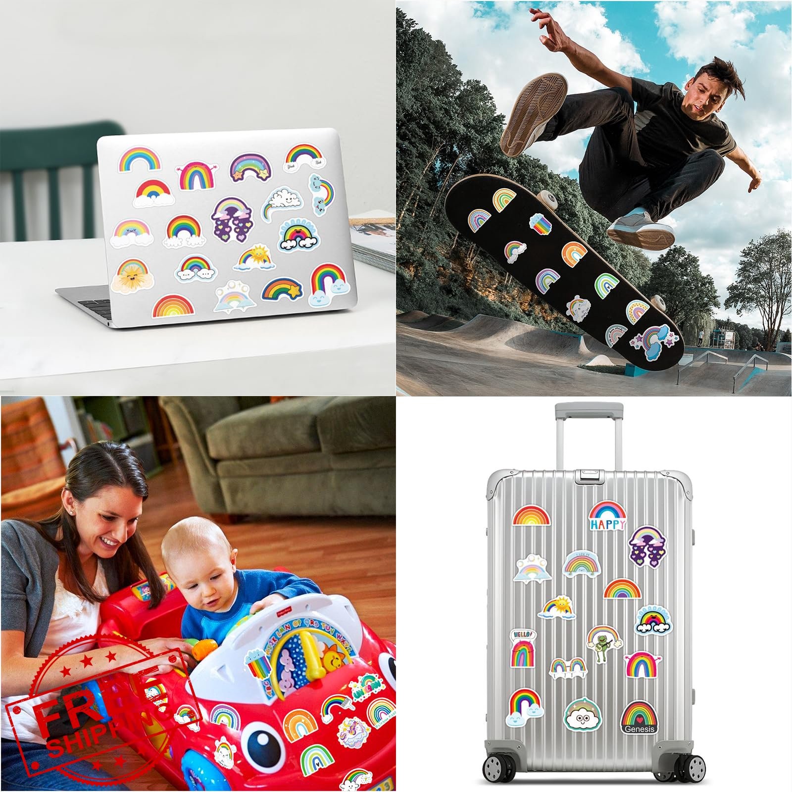 ToytoTou Rainbow Stickers Pack Waterproof Vinyl