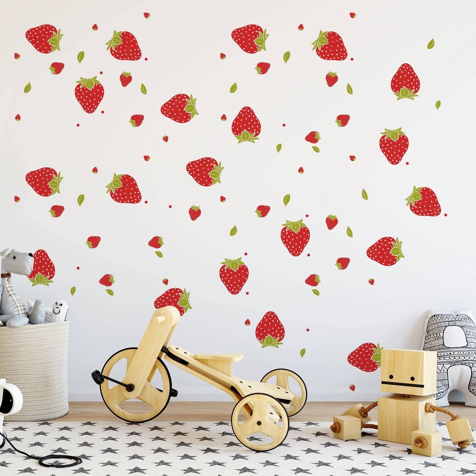 92 Pieces Strawberry Decor Strawberry Stickers Strawberry Wall Decals for Gir…