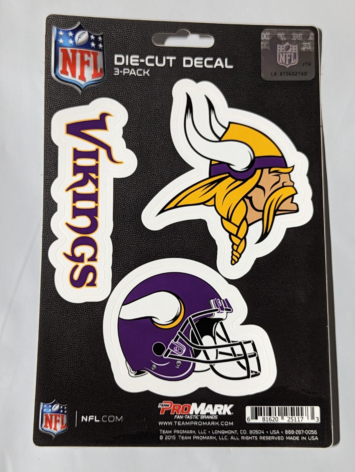 Minnesota Vikings 3-Pack Die-cut Decals Stickers Sheet Measures 5″ x 7″ New!