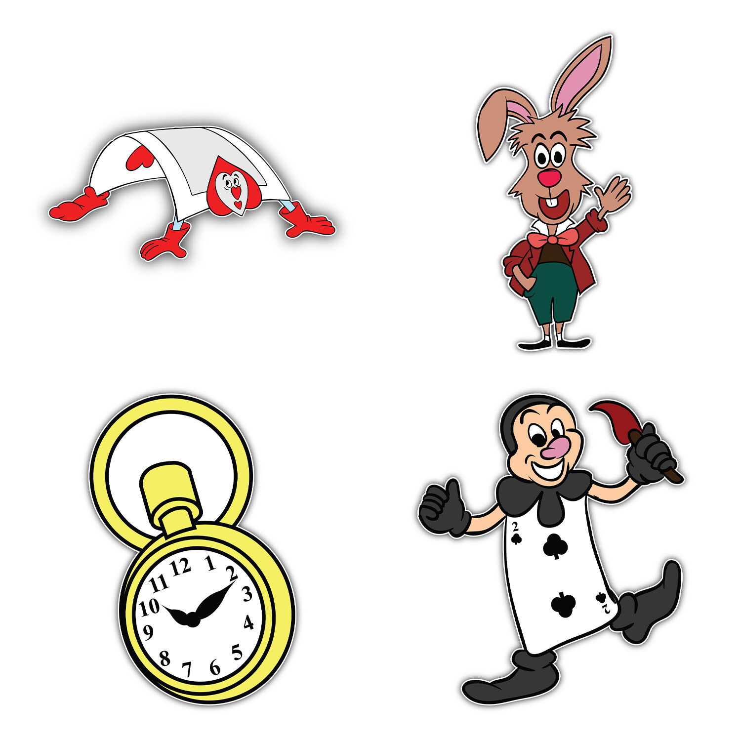 Alice In Wonderland Cartoon Set Of 4 Vinyl Sticker Decals – 5” longer side ID:4