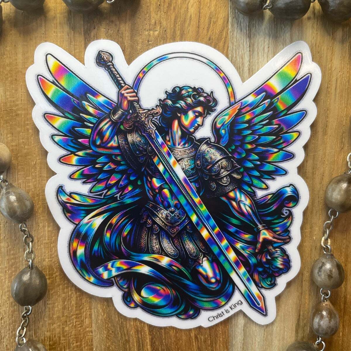 Saint Michael Holographic Style Vinyl Decal Sticker 3” Archangel Michael
