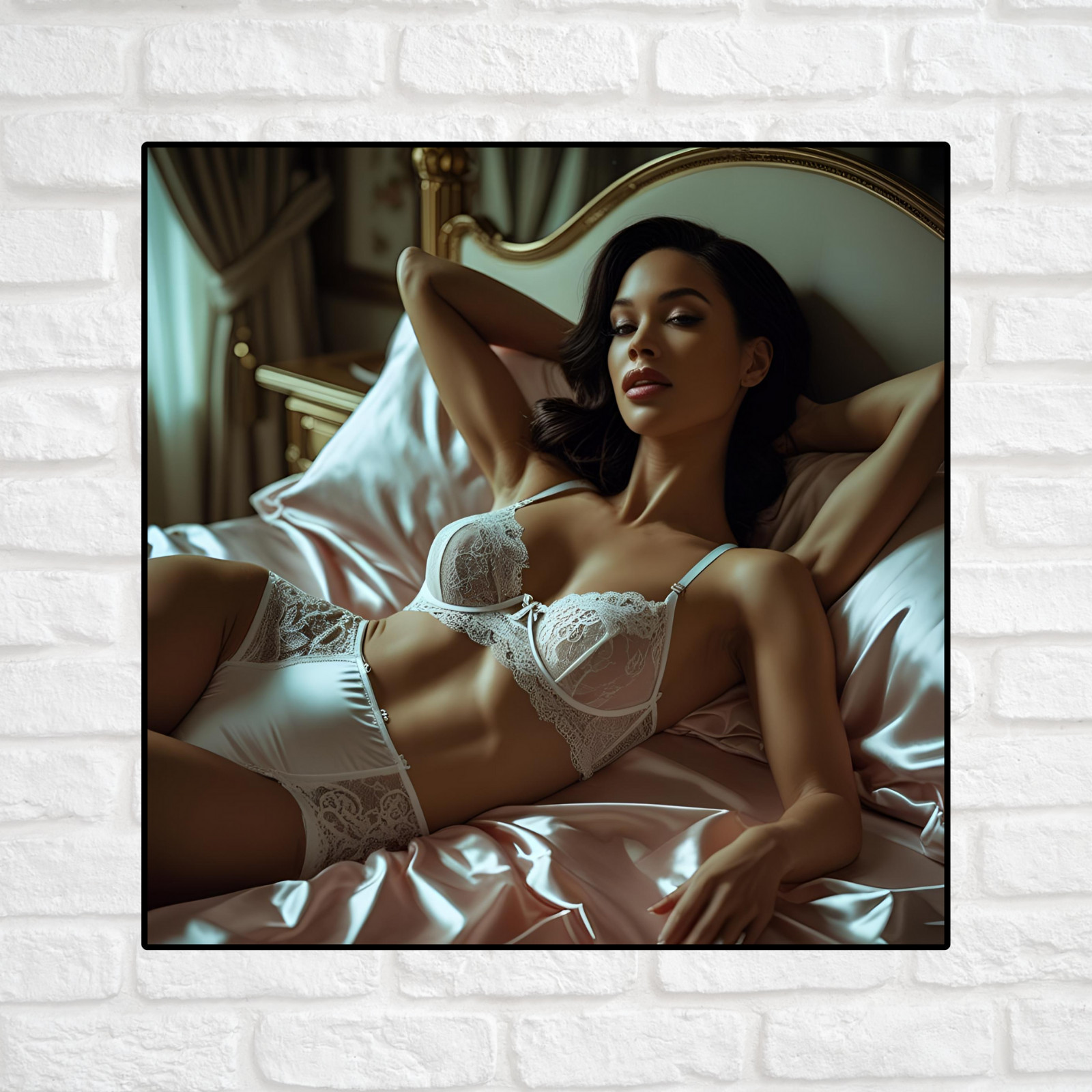 Pinup girl sticker vinyl decal sexy seductive cleavage lingerie African American