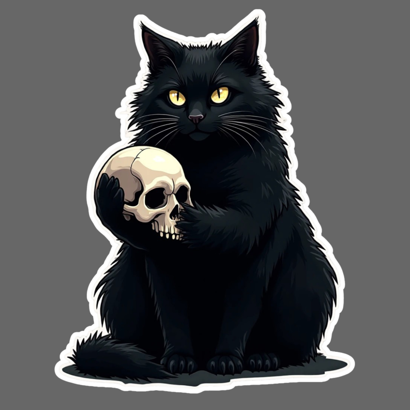 Black Cat Sticker Vinyl Decal Gothic Skull Dark Witchy Halloween Aesthetic