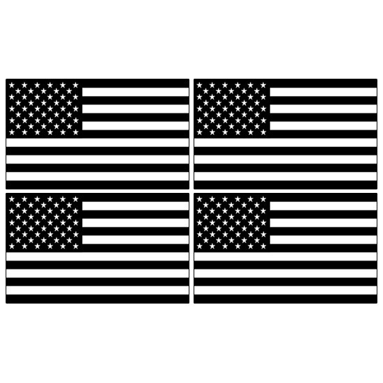 American Flag Stickers – Subdued Flag Decals – Grayscale US Flags 5″ wide each