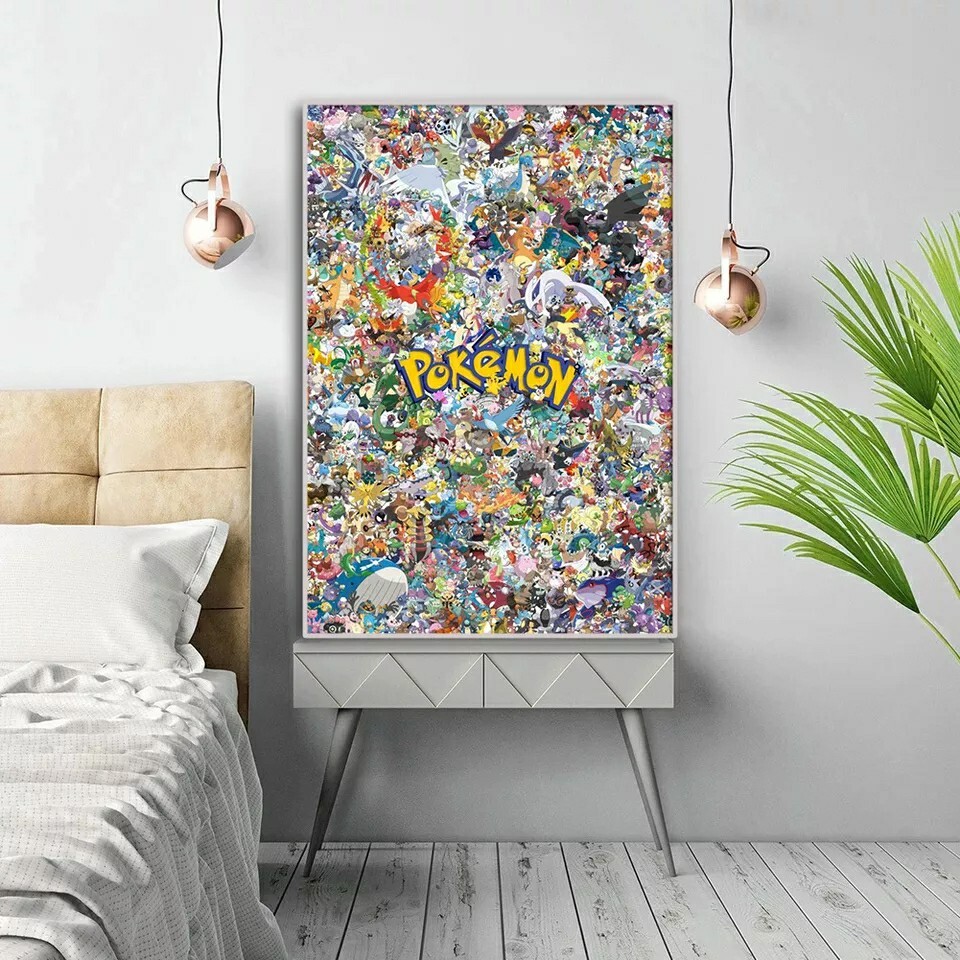 Pokemon Cotton Wall Poster Pikachu Dracaufeu Without Frame Decoration