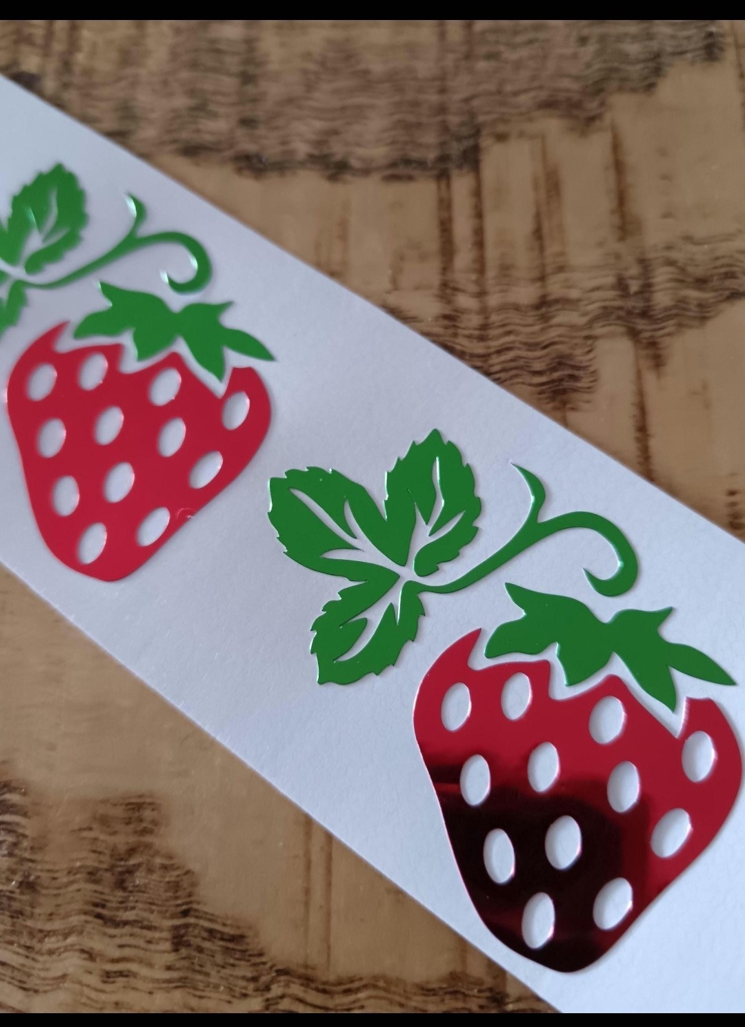 Chrome Strawberry Decals,, Stickers For DIY Projects Set Of 10, 1,,5 Inches