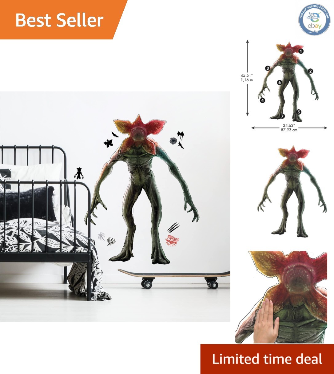 Stranger Things Demogorgon Glitter Wall Decal Set – Fun Room Transformation