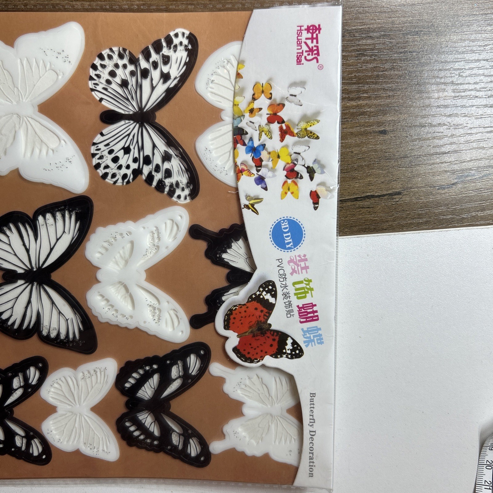 3D DIY Black White Butterflies