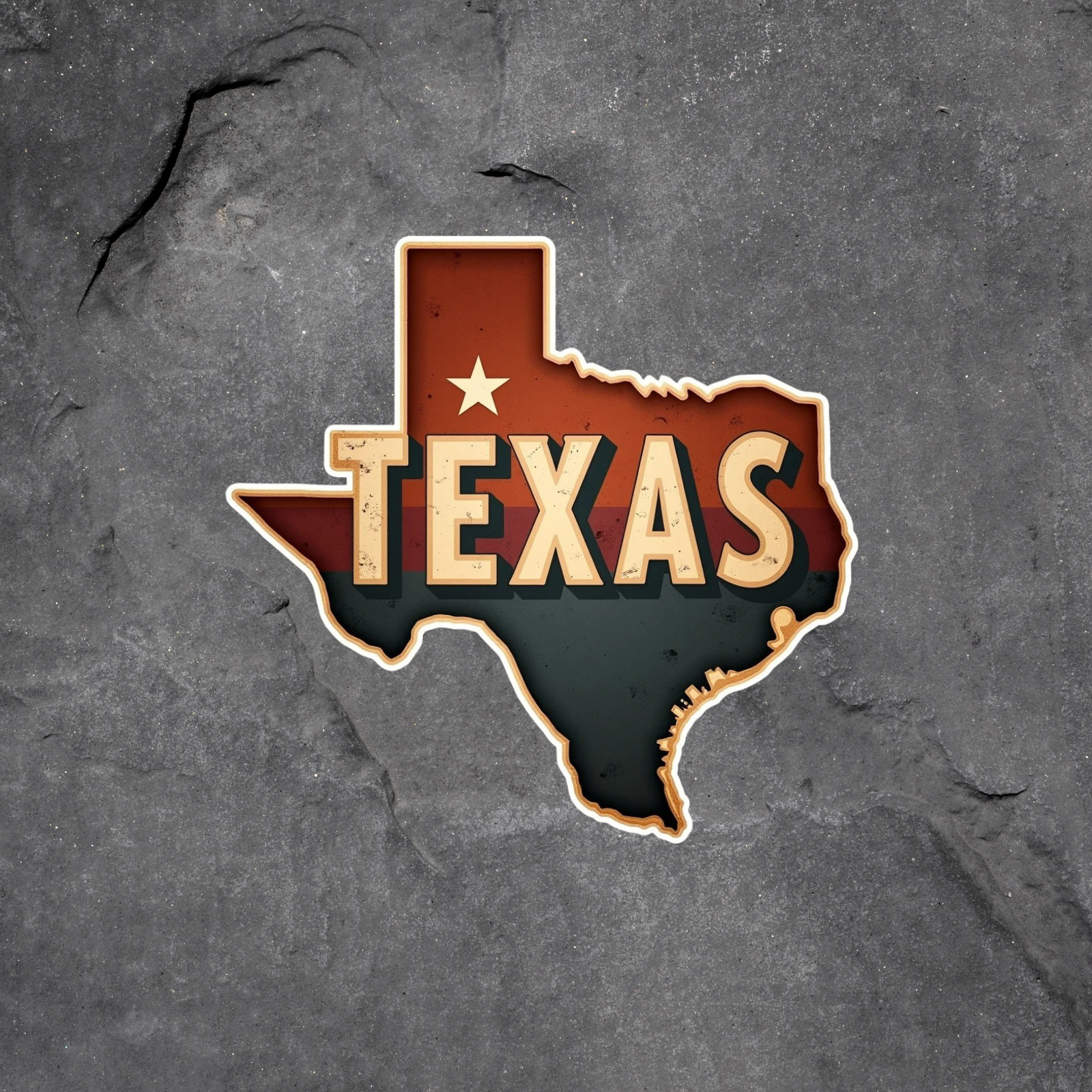 Texas sticker vinyl decal state shape lone star rustic vintage bold