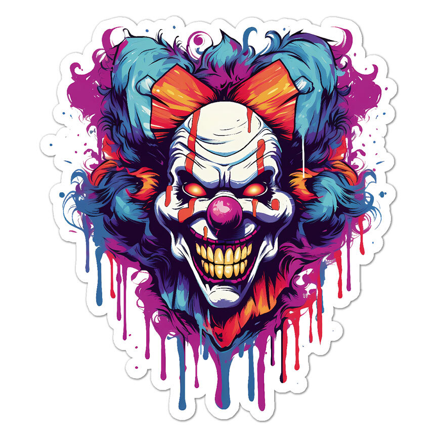 Horror Clown Scary, Vinyl Decal Sticker, Indoor Outdoor, 3 Sizes, #9454